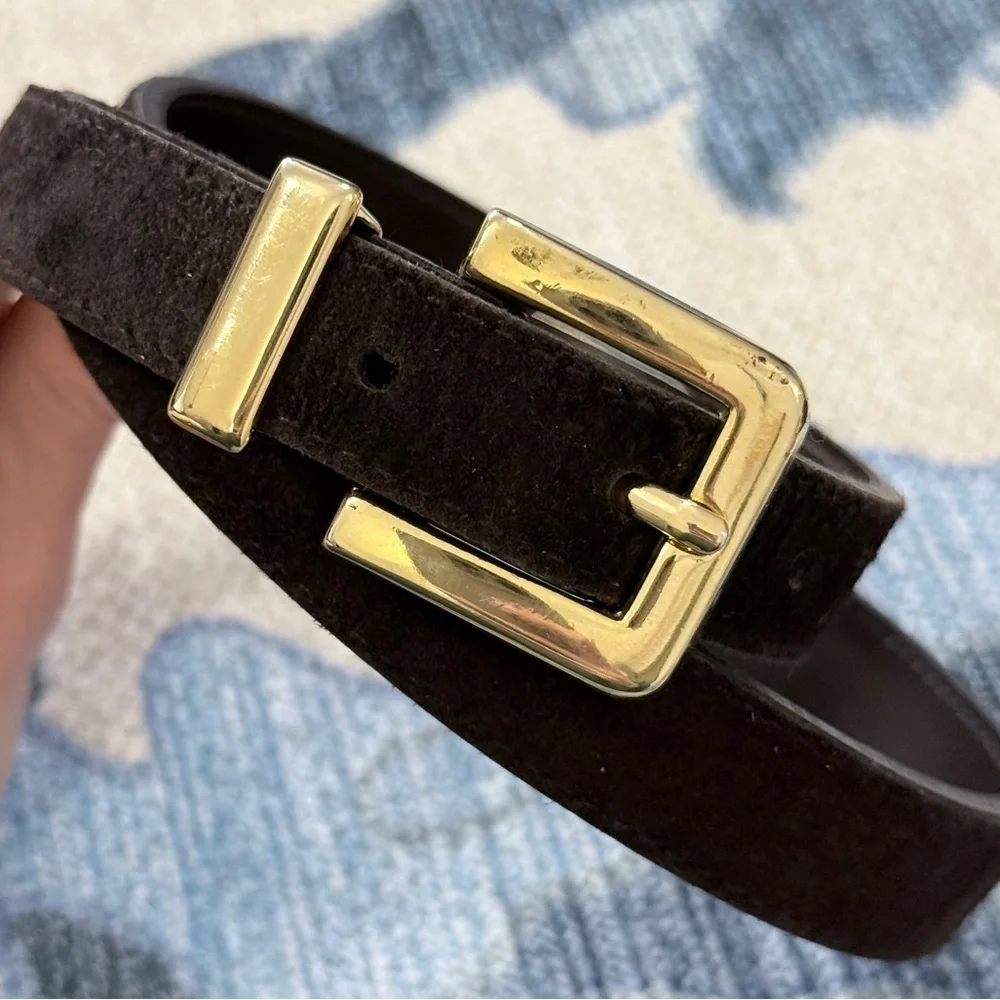 Accessories by Pearl Brown Suede Belt Gold Buckle Small